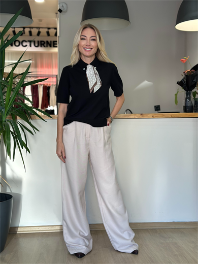 Fular Detaylı Siyah Triko Askı00289