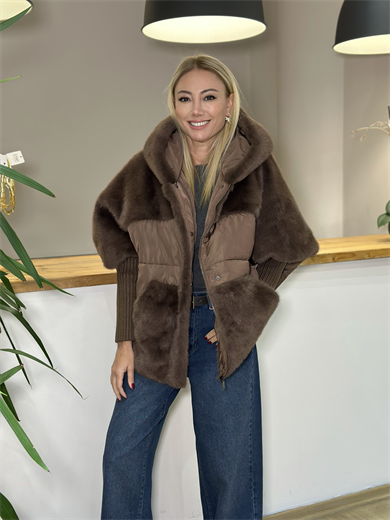 Gigi Kürk Detaylı Kahve Mont Askı00467