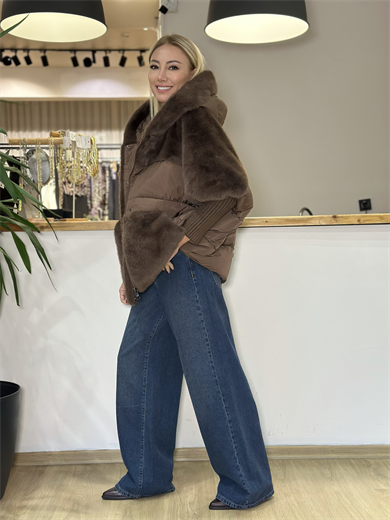Gigi Kürk Detaylı Kahve Mont Askı00467