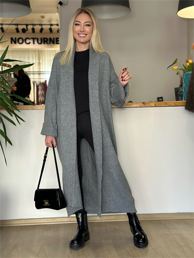 Gri Açık Şal Yaka Hırka Askı337