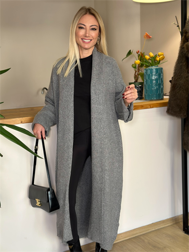 Gri Açık Şal Yaka Hırka Askı337