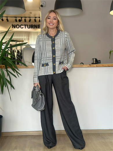 Gri Beyaz Geçişli Hırka Askı00377