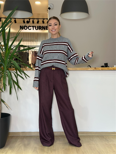 Gri Bordo Geçişli Kazak Askı00448