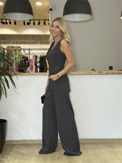 Gri Kruvaze Kesim Tasarım Tulum Askı00393
