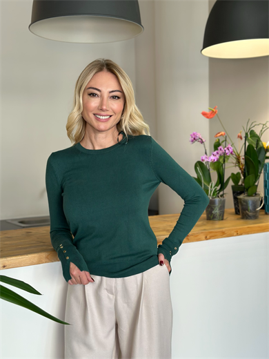 Haki Düğme Detaylı Triko Askı00257