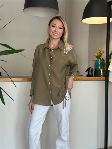 Haki Taş Detaylı Paris Gömlek Askı00172