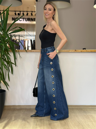 Halka Detaylı Geniş Paça Jean Askı00217