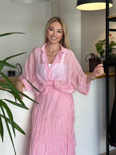 İpeksi Pembe Gömlek