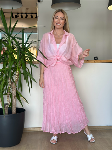 İpeksi Pembe Gömlek