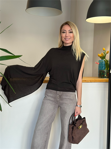 Kahve Geniş Kesik Paça Jean Askı00181