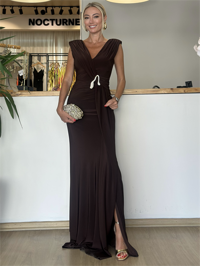 Kahve Gold Toka Detaylı Tasarım Elbise Askı00282