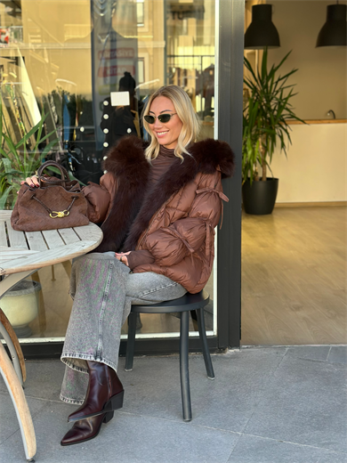 Kahve Kürk Detaylı Mont Askı00245