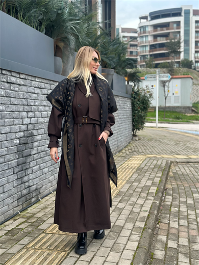 Kahve Kuşaklı Helena Trençkot Askı0065