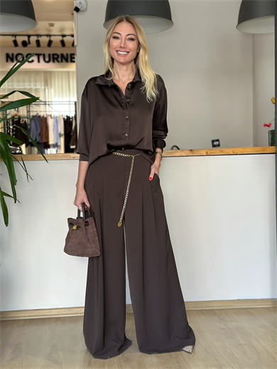 Kahve Saten Gömlek Askı00203