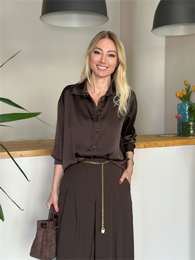 Kahve Saten Gömlek Askı00203