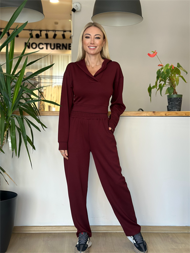 Kapüşonlu Bordo Modal Takım Askı00173