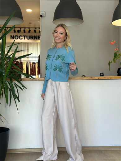 Kaşe Krem Palazzo Pantolon Askı00224