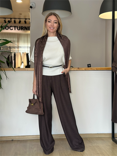 Kemerli Ekru Triko Askı132