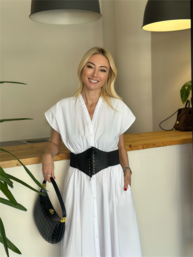 Kemerli Gömlek Elbise