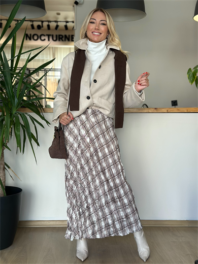 Kırışık Kahve Etek Askı0061