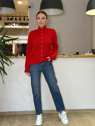 Kırmız Gold Düğmeli Hırka Askı00450