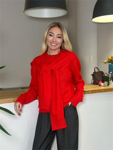 Kırmızı Bağlamalı Kazak Askı00412