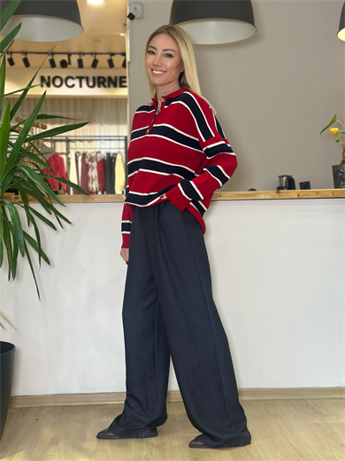 Kırmızı Polo Yaka Kazak Askı00326