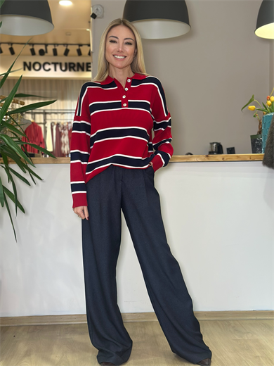 Kırmızı Polo Yaka Kazak Askı00326