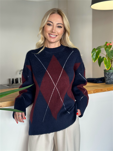 Lacivert Baklava Desen Kazak Askı165