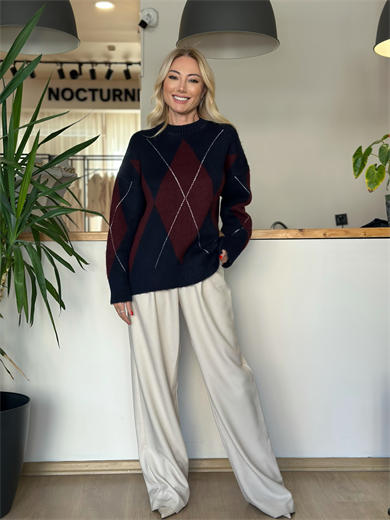 Lacivert Baklava Desen Kazak Askı165