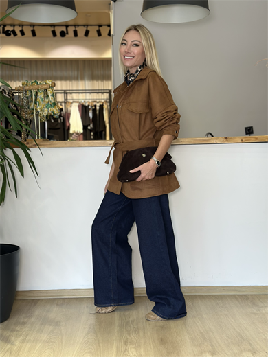 Lacivert Geniş Paça Denim Askı00398