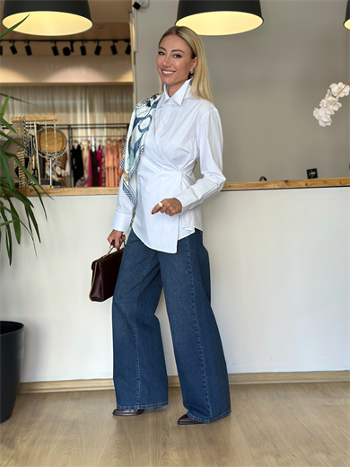 Lacivert Geniş Paça Jean Askı00357