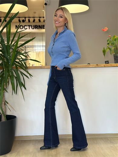 Lacivert İspanyol Paça Jean Askı00184