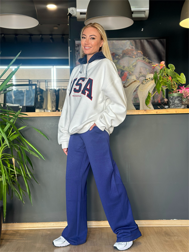 Lacivert Yan Detaylı Eşofman Altı