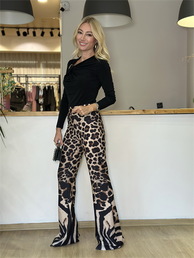 Leopar İspanyol Paça Pantolon Askı00389