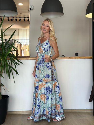 Marina Göğüs Detaylı Renkli Elbise Askı0015