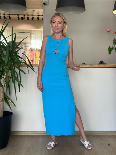 Mavi Pencere Detaylı Elbise