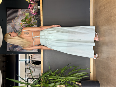 Mint Yeşili Sırt Dekolteli Elbise