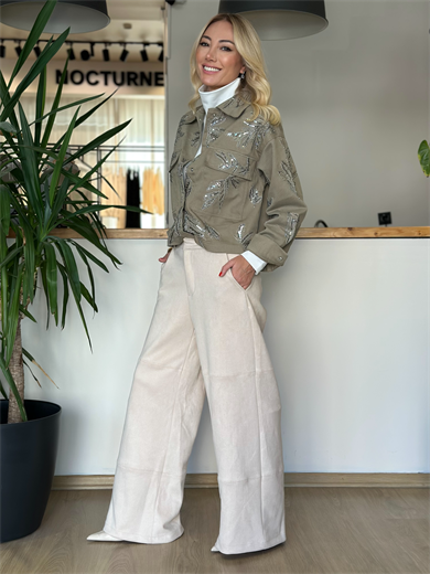 Nakışlı Haki Ceket Askı0058