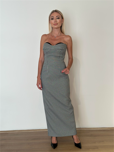 Nocturne Straplez Ekose Elbise