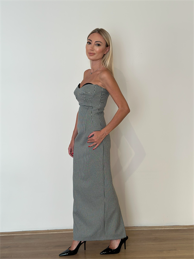 Nocturne Straplez Ekose Elbise