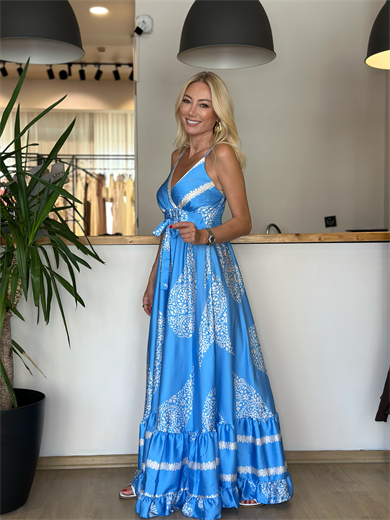 Özel Dikim Mavi Satem Elbise Askı0011