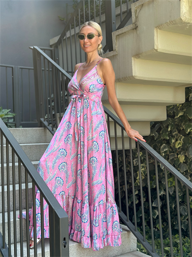 Özel Dikim Pembe Saten Elbise