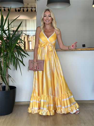 Özel Dikim Sarı Elbise