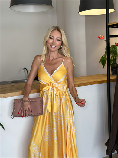 Özel Dikim Sarı Elbise