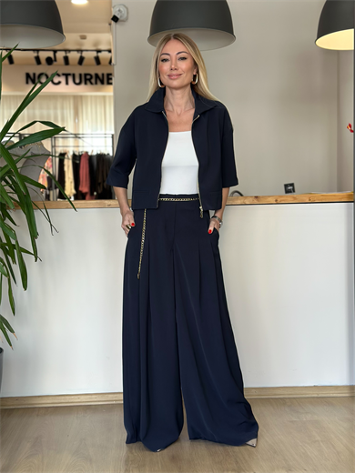 Pervazlı Çift Pilise Lacivert Ceket Askı00160