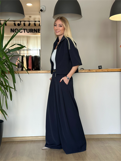 Pervazlı Çift Pilise Lacivert Ceket Askı00160