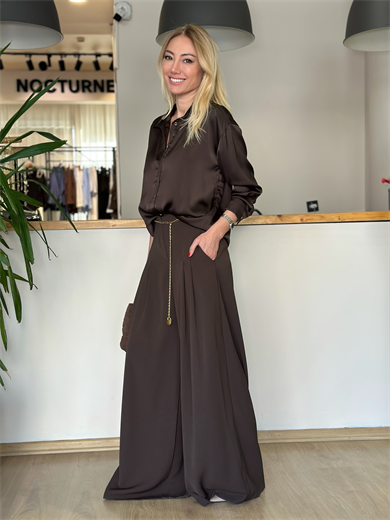 Pervazlı Çift Piliseli Kahve Pantolon Askı00204