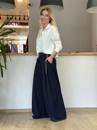 Pervazlı Çift Piliseli Siyah Pantolon Askı00207