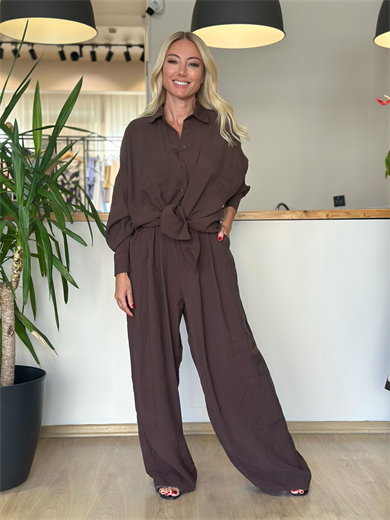 Rahat Bel Lastikli Kahve Pantolon